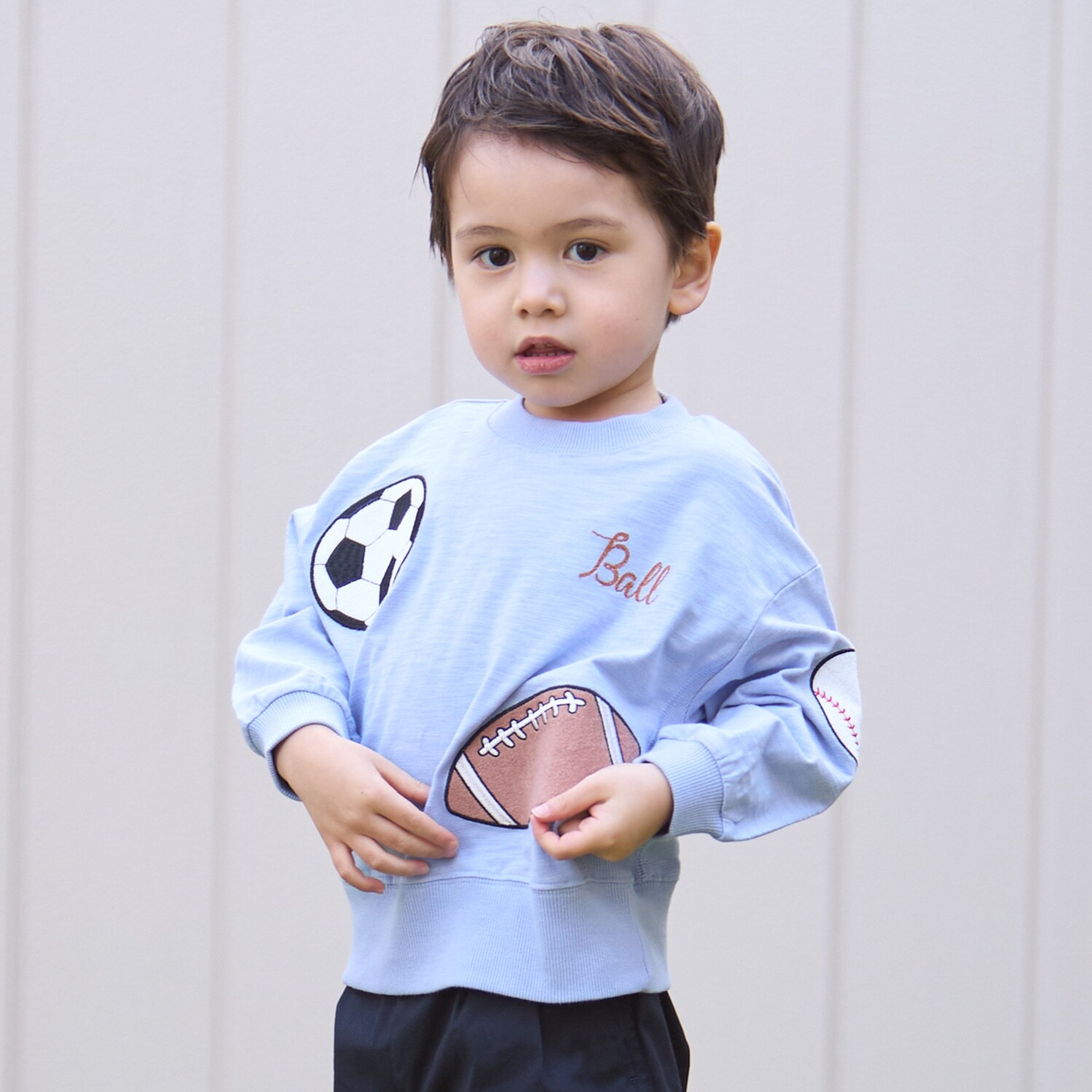 ボールアップリケ長袖T