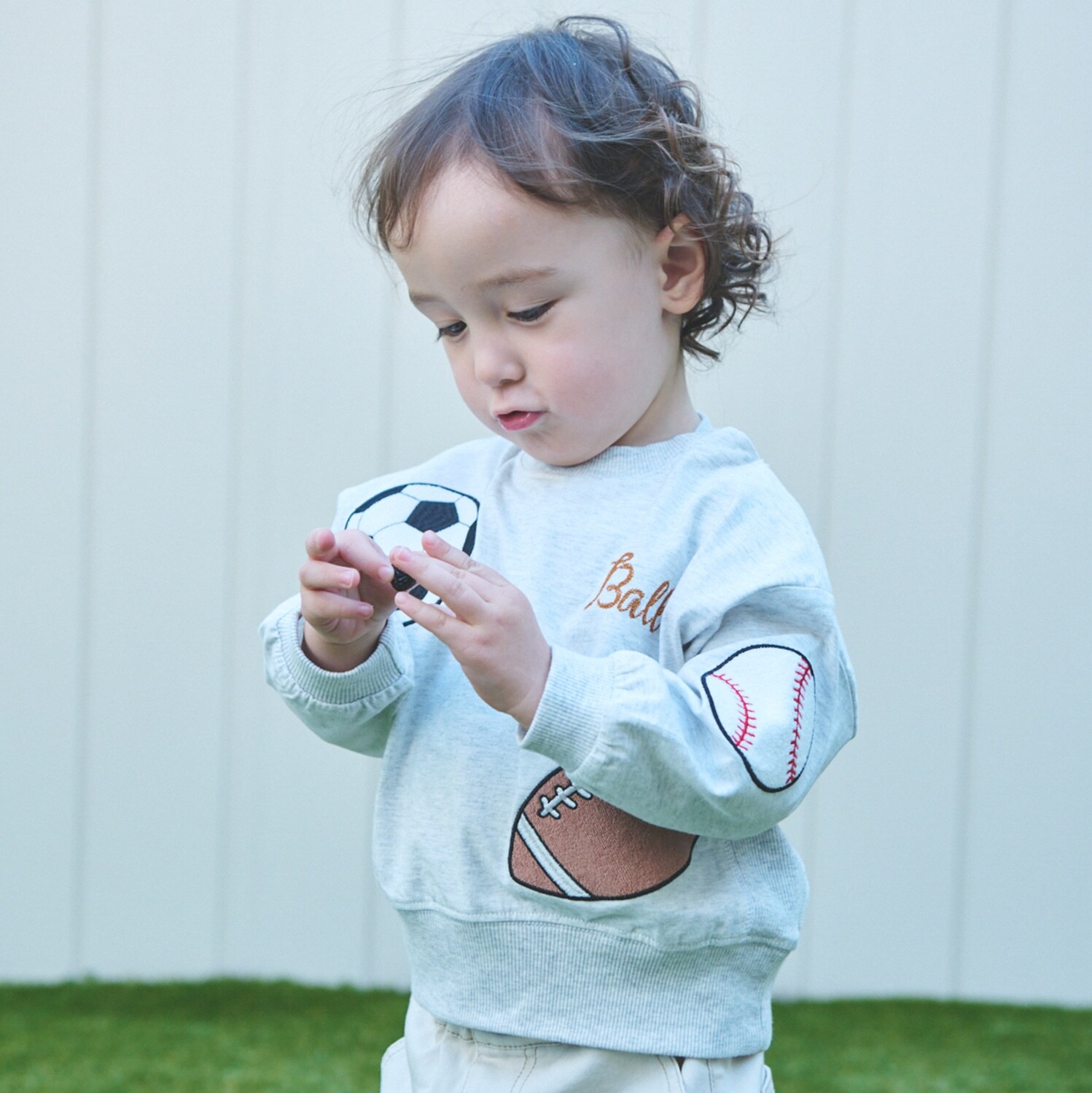 ボールアップリケ長袖T