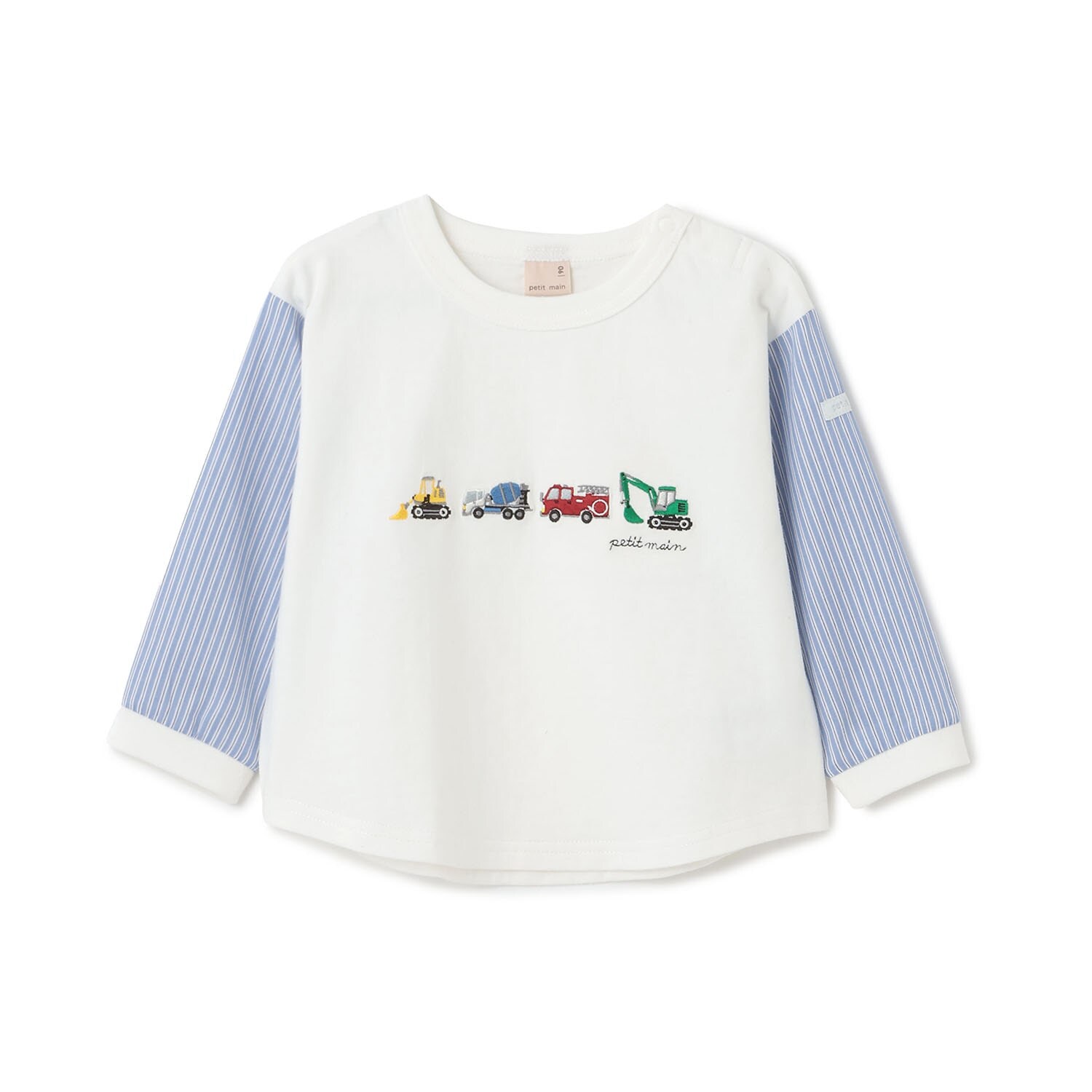 働く車　袖布帛長袖Tシャツ