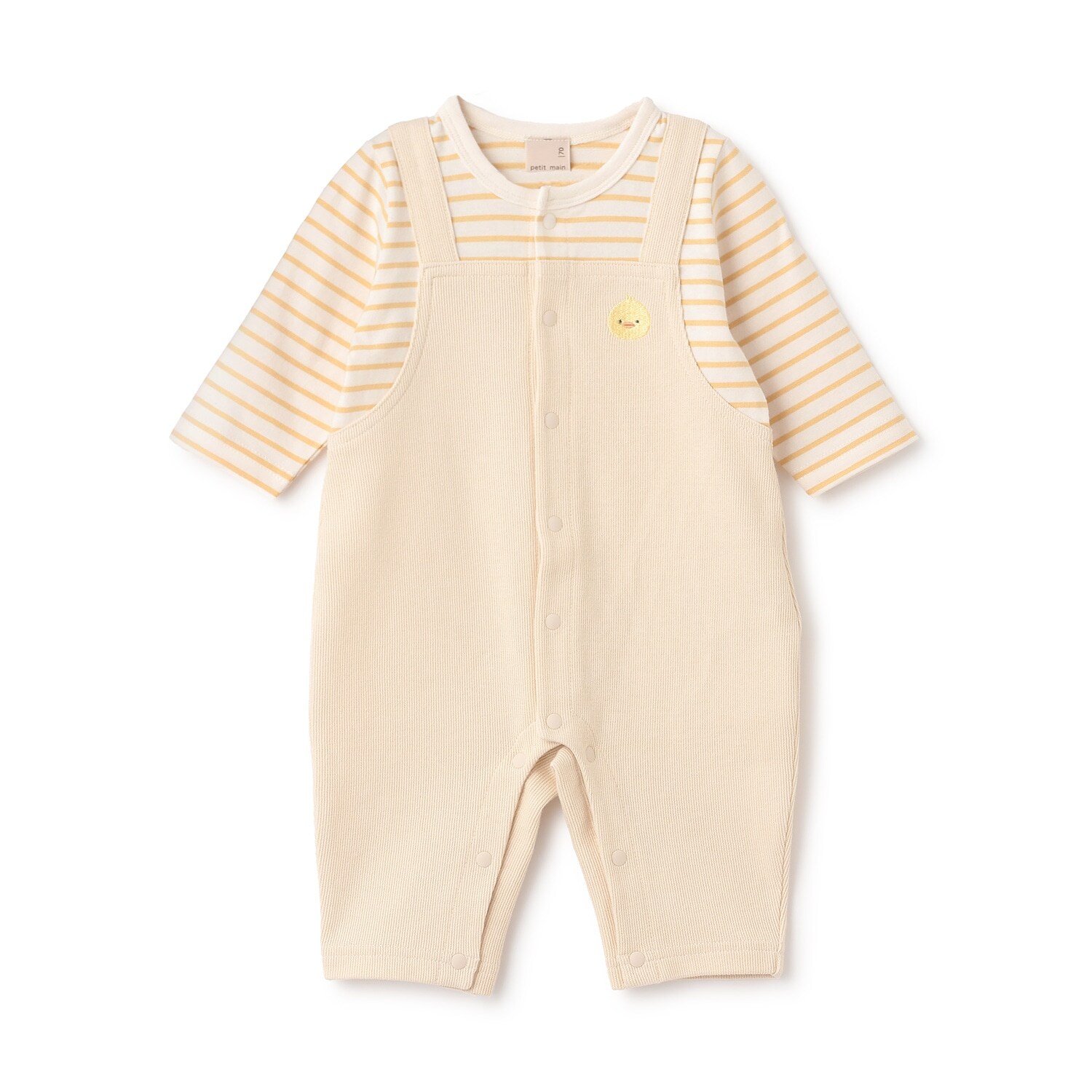 アニマル刺しゅうサロペ風カバーオール