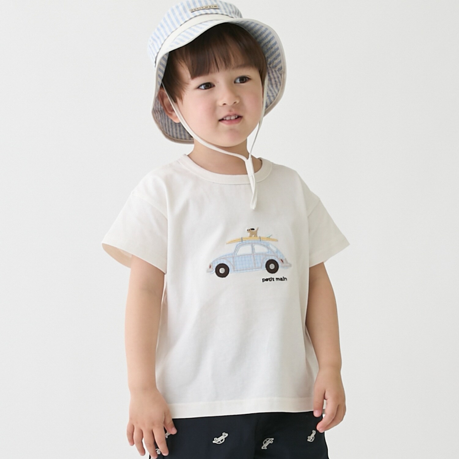 【リンク】ヨット/車アップリケ半袖Tシャツ