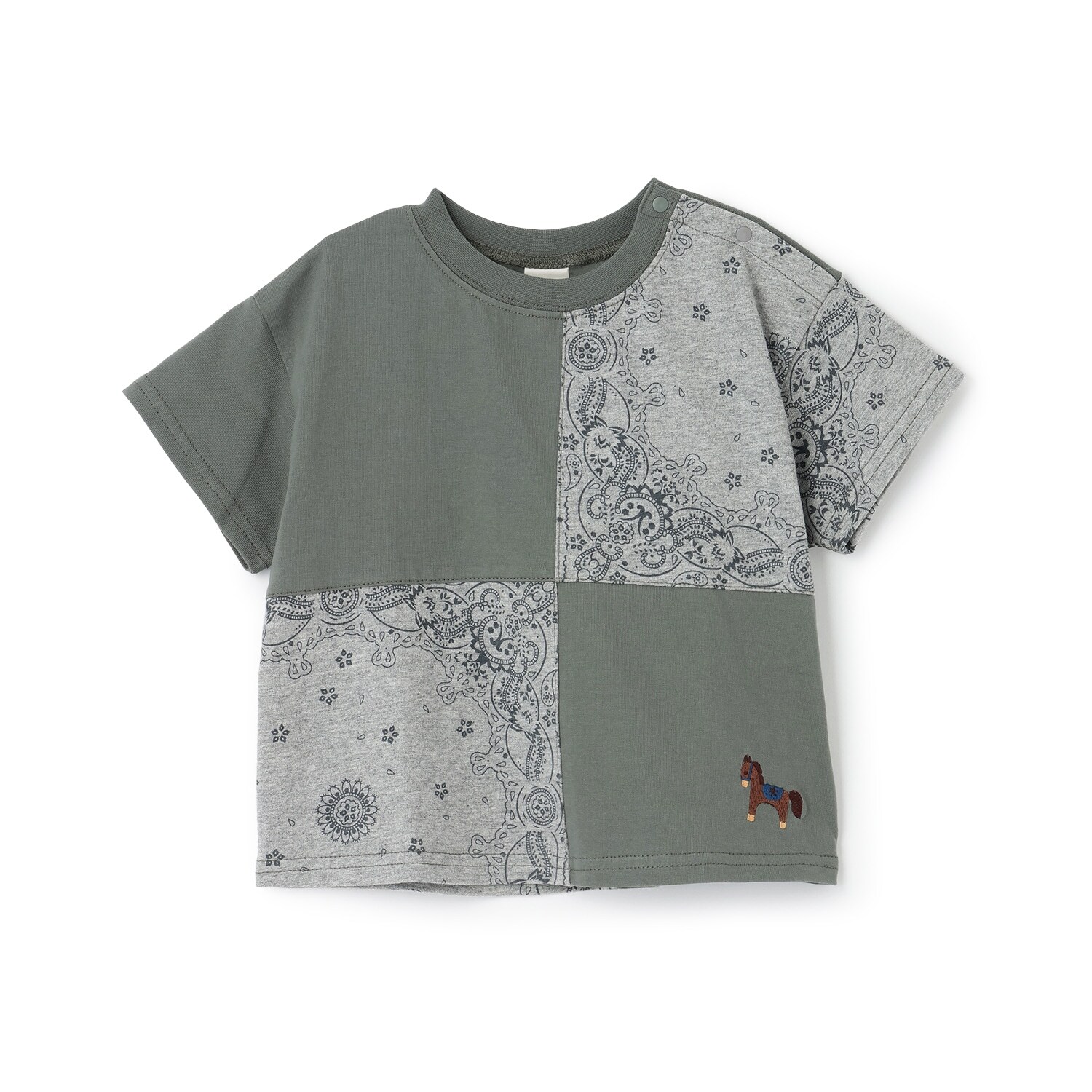 パッチワーク半袖Tシャツ