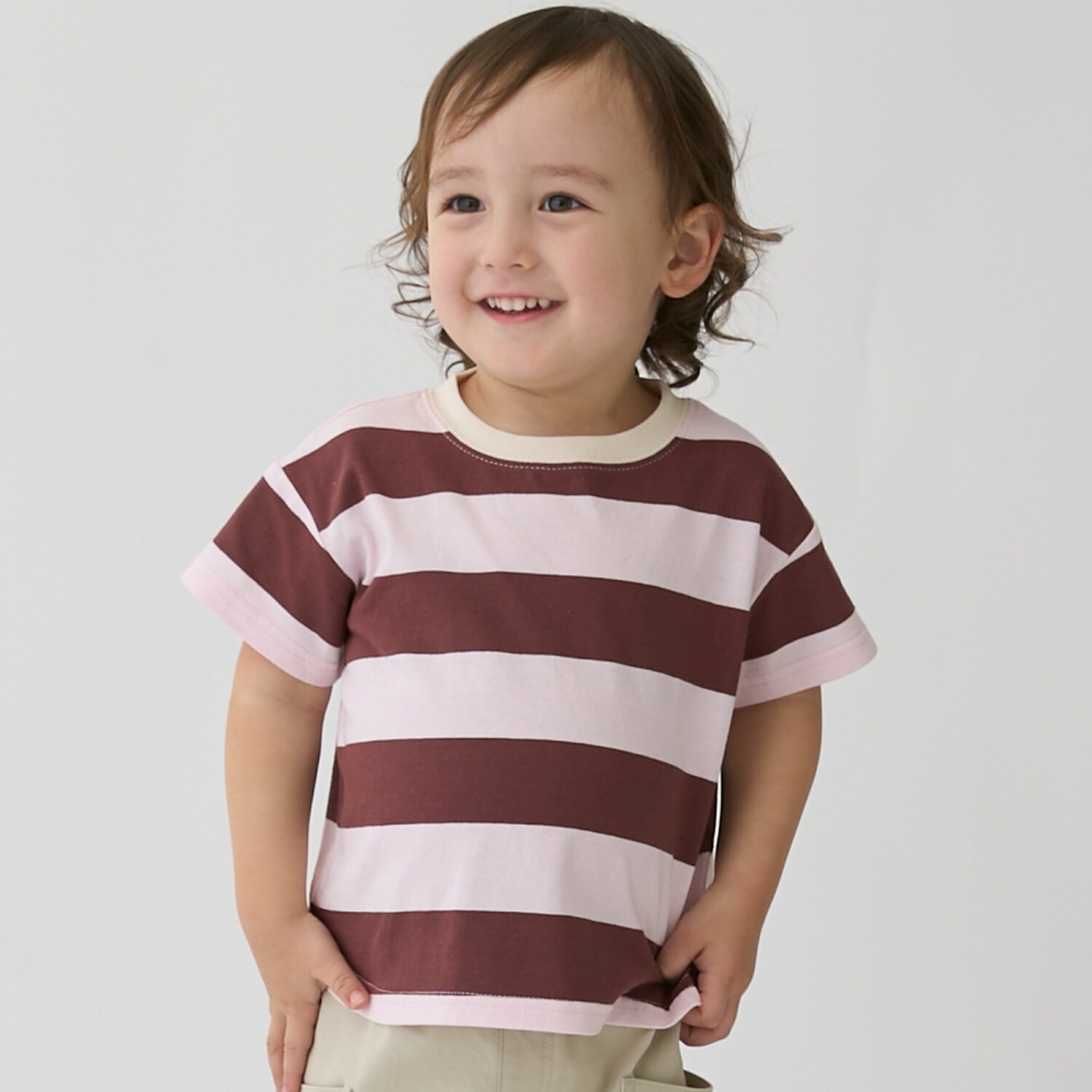 【WEB限定カラー/食品防汚】ボーダー半袖Tシャツ