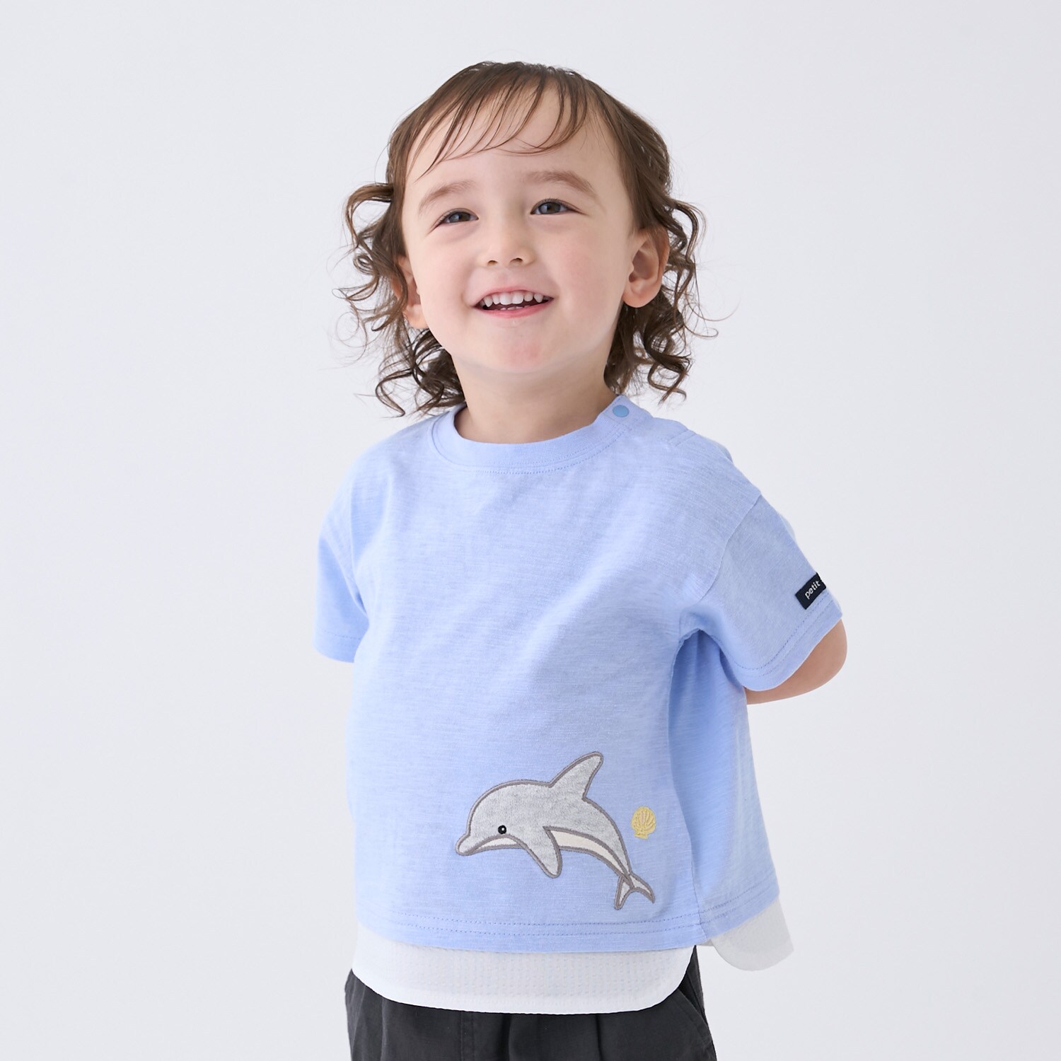 【接触冷感】海の仲間アップリケ半袖Tシャツ