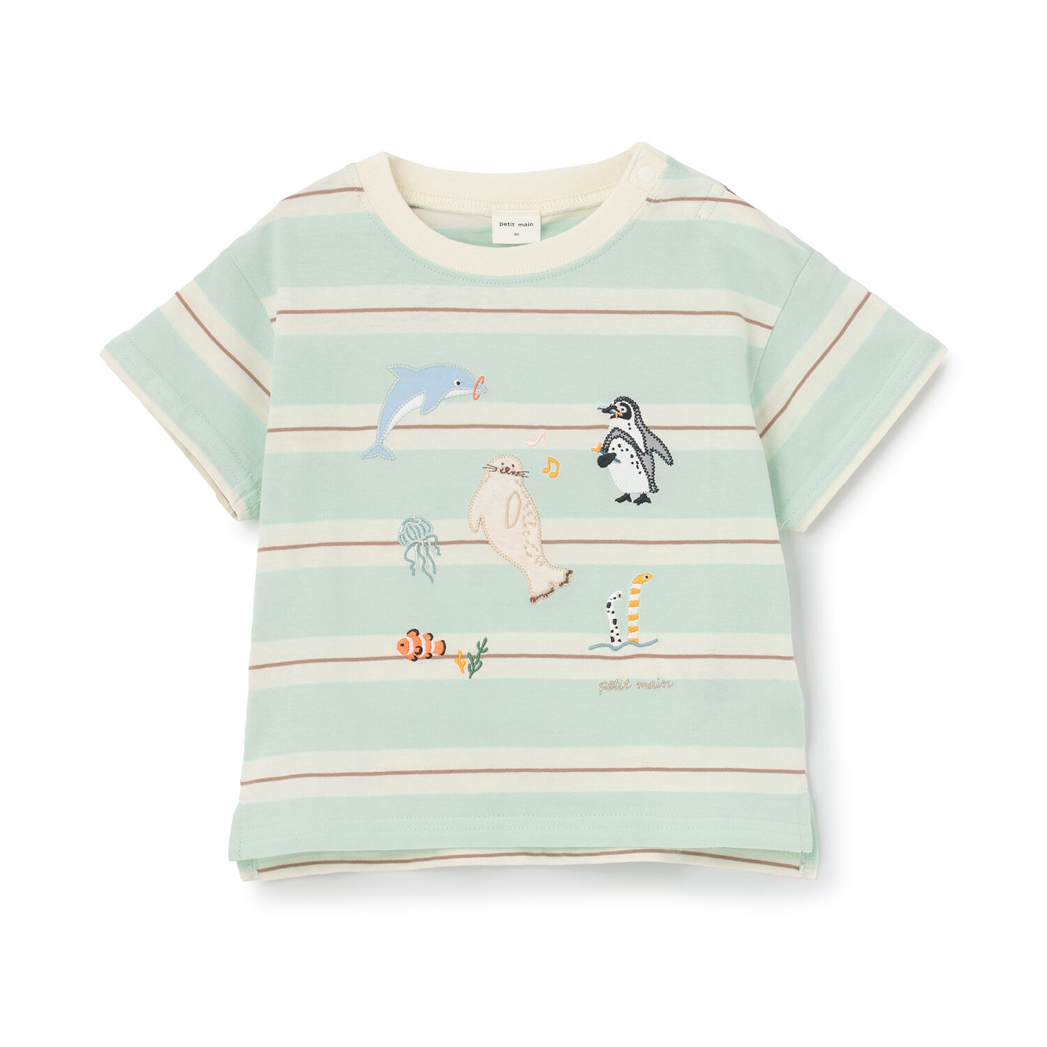 【接触冷感】海のいきものアップリケ半袖Tシャツ