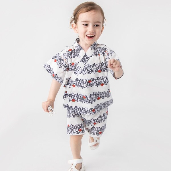 スイカ波柄甚平