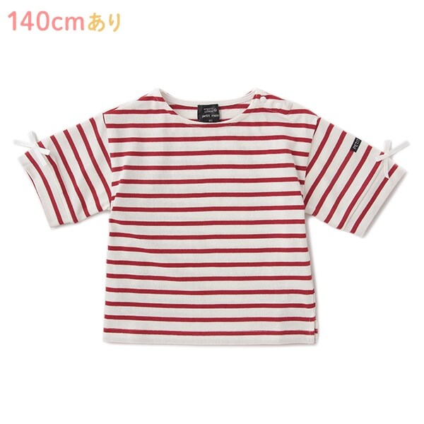 オーガニックコットン 袖リボンボーダーTシャツ