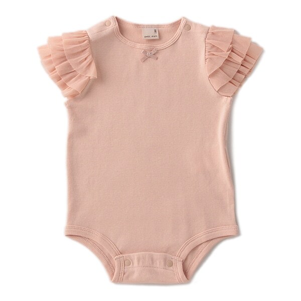 オーガニックコットン 袖チュールロンパース