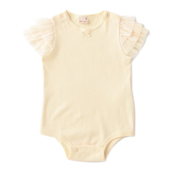 オーガニックコットン 袖チュールロンパース