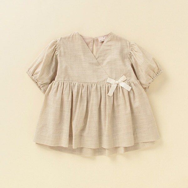 リボンつきVネックチュニック