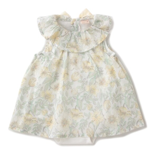 花柄フリル衿ワンピースロンパース