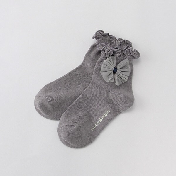 チュールリボンフリルクルーソックス