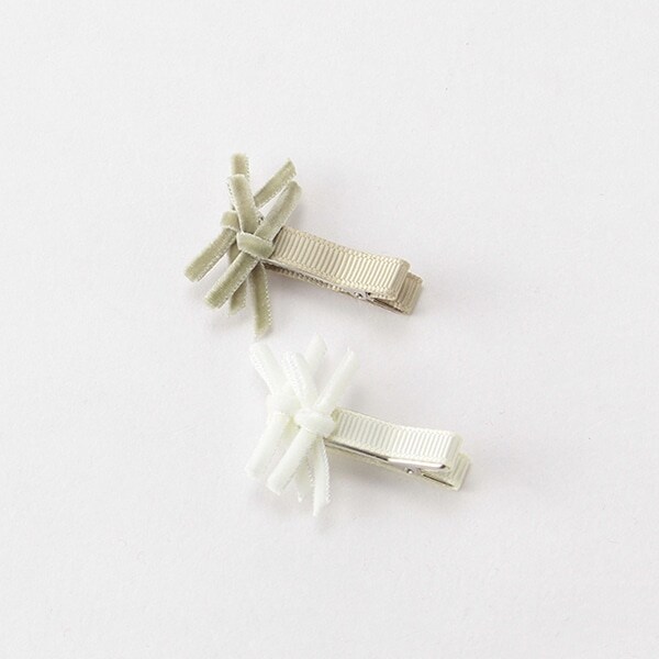 ベロアリボンヘアクリップ2個セット