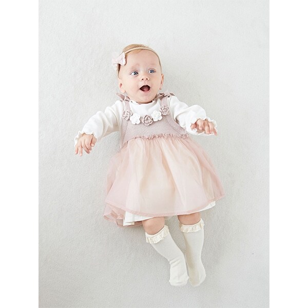 花モチーフシフォンワンピース×メロウテレコロンパースセット