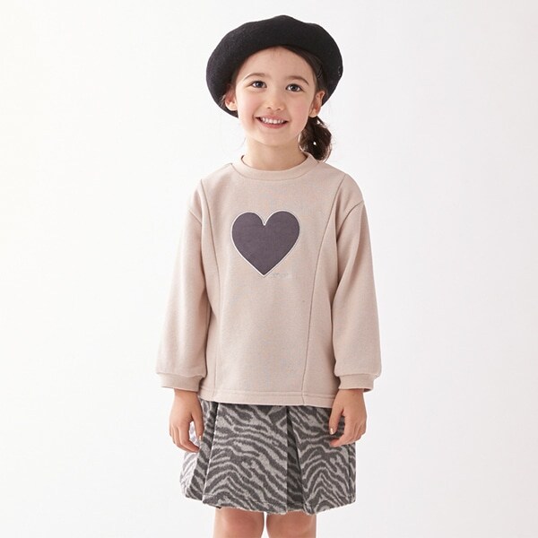 裏毛 ハートアップリケラメトレーナー