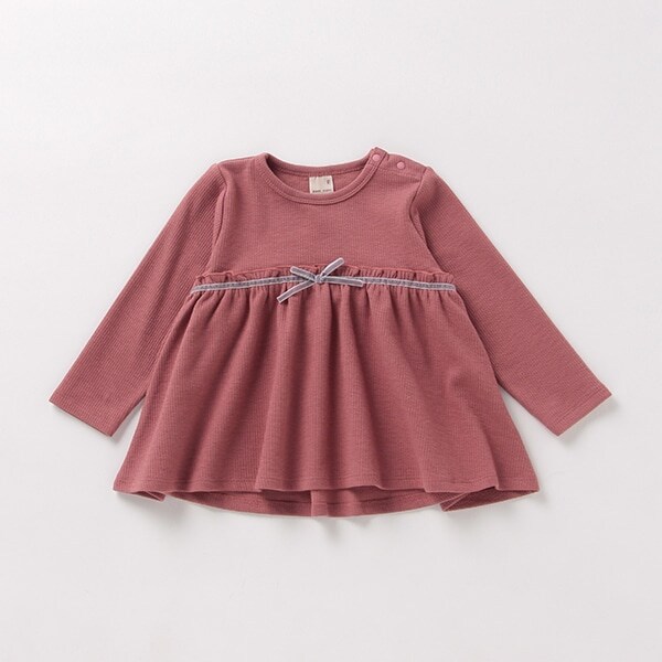 ミニ裏毛 リボンつき切り替えチュニック