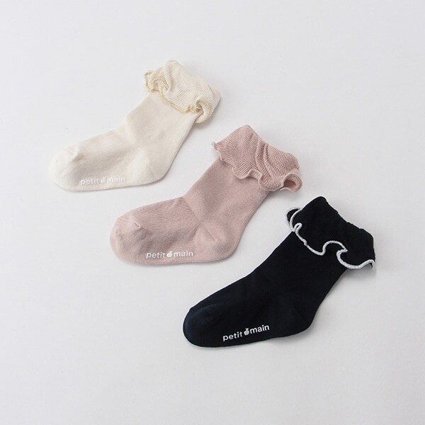 折り返しメロウフリルクルーソックス3Pセット