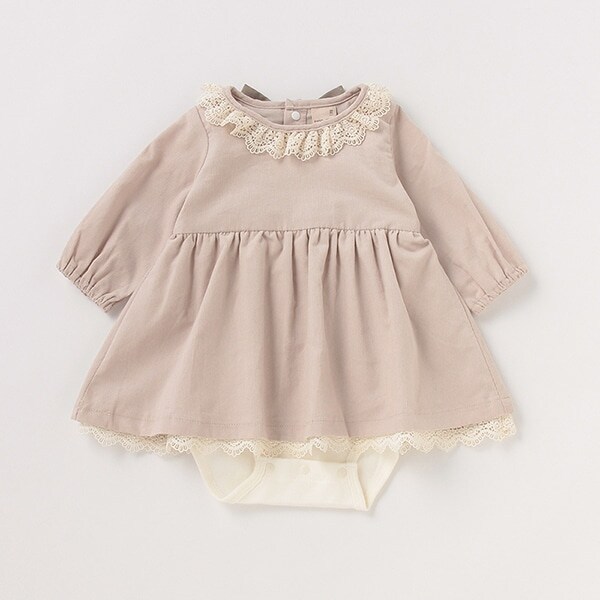 レースつきワンピースドッキングロンパース
