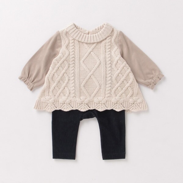 ニット切り替えTシャツ×パンツセット