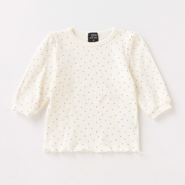 オーガニックコットン 総柄8分袖Tシャツ