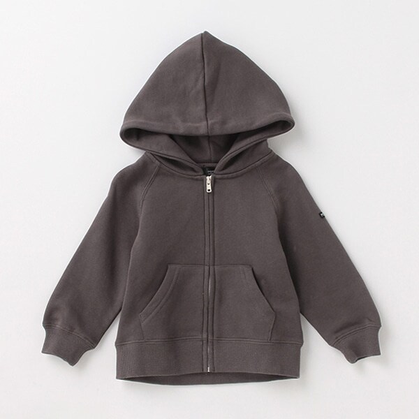 オーガニックコットン 裏毛 シンプルジップ式パーカー