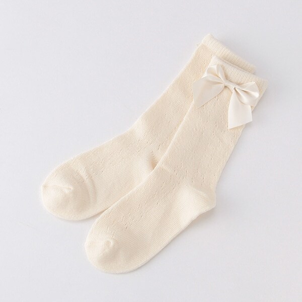 リボンつきコットンレースクルーソックス