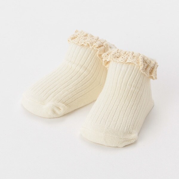コットンレースリブカップソックス