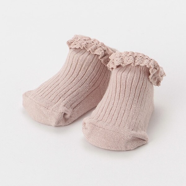 コットンレースリブカップソックス