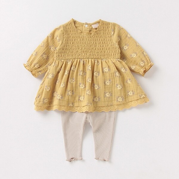花柄ワンピースつきロンパース×レギンスセット