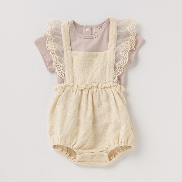 フリルストラップサロペット×Tシャツセット