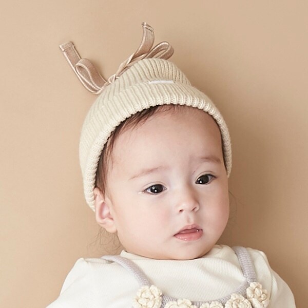 BABYトップリボンニット帽