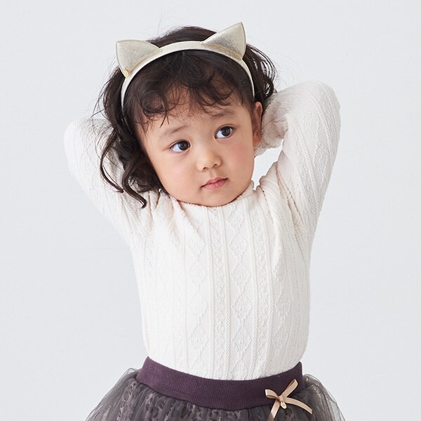 【シアバター】ジャガードハイネック長袖Tシャツ