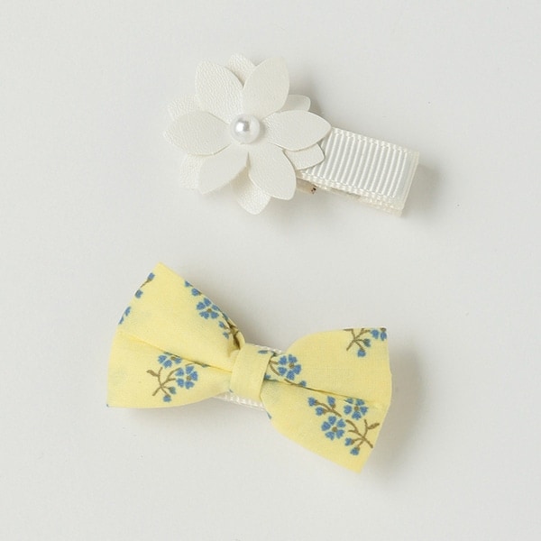 お花リボンヘアクリップセット