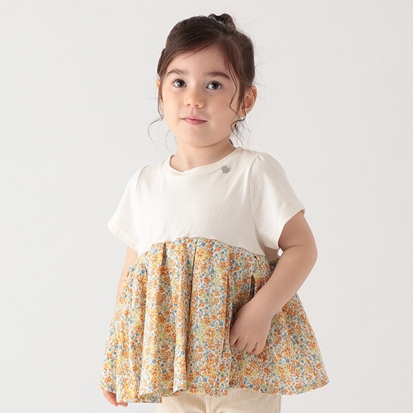 【リンク】小花柄カットチュニック(キッズサイズ)