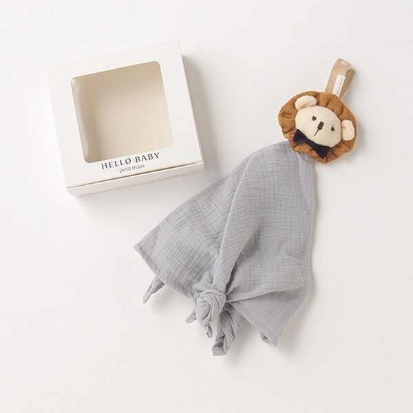 マスコットつきおしゃぶりタオル