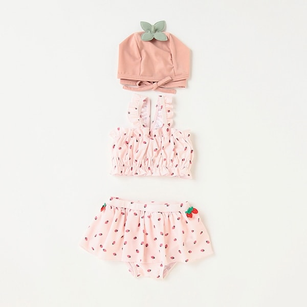 キャップつきフルーツ柄水着【SWIM】