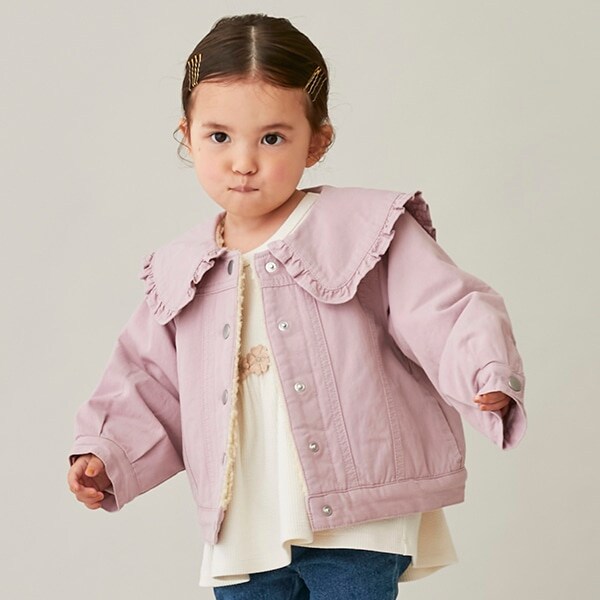 【リンク】フリルカラーデニムジャケット(キッズサイズ)