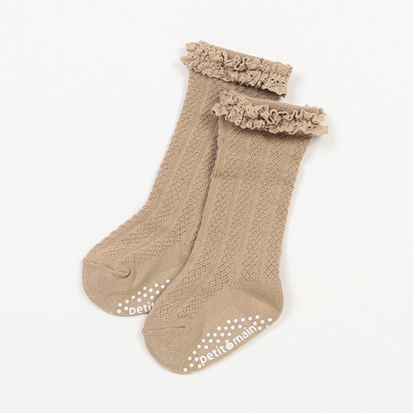 フロート綿レースハイソックス