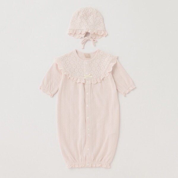 【弱酸性】帽子つきレース切替2WAYオール