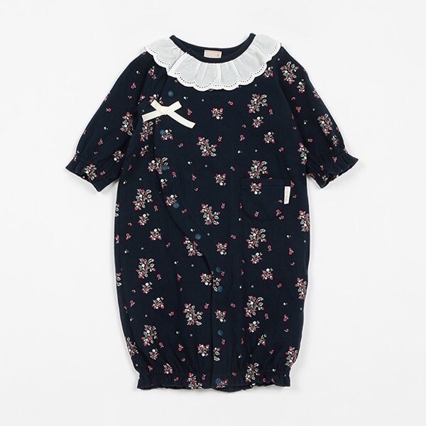 【弱酸性】イチゴ花柄2WAYオール