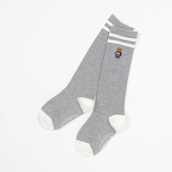 くま刺繍ハイソックス