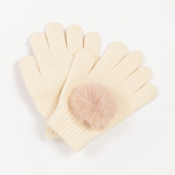 ファーポンポン手袋