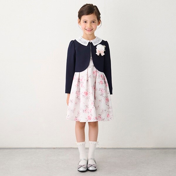 レース衿花柄OP+JKセット