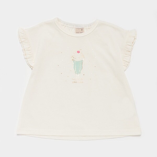 袖フリルTシャツ