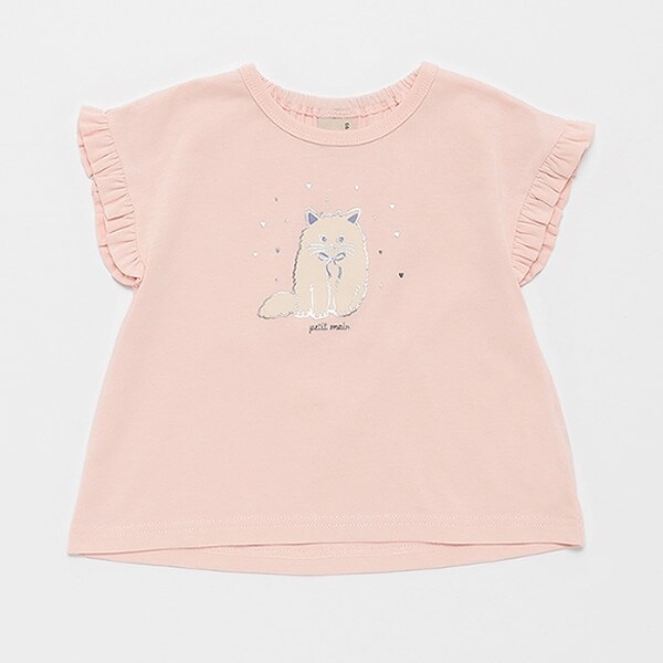 袖フリルTシャツ