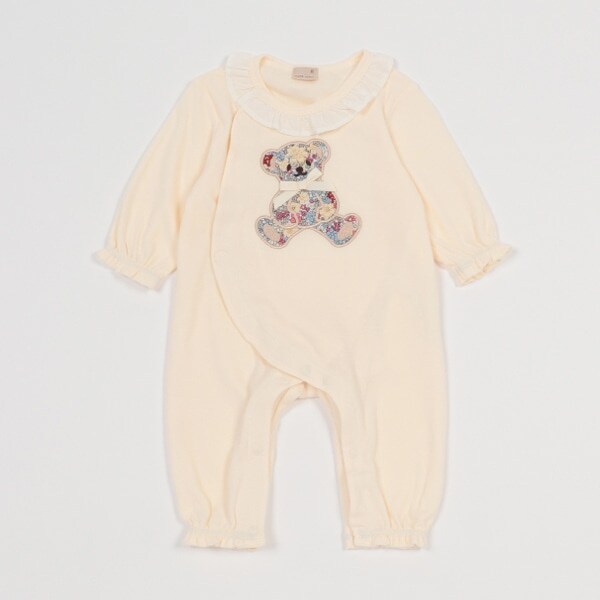 【弱酸性】花柄アップリケカバーオール