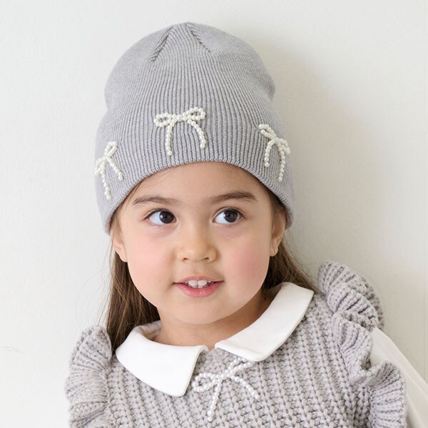 パールリボンつきニットキャップ