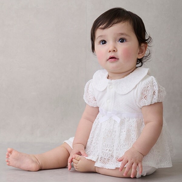 【弱酸性】レースペプラム半袖2WAYオール