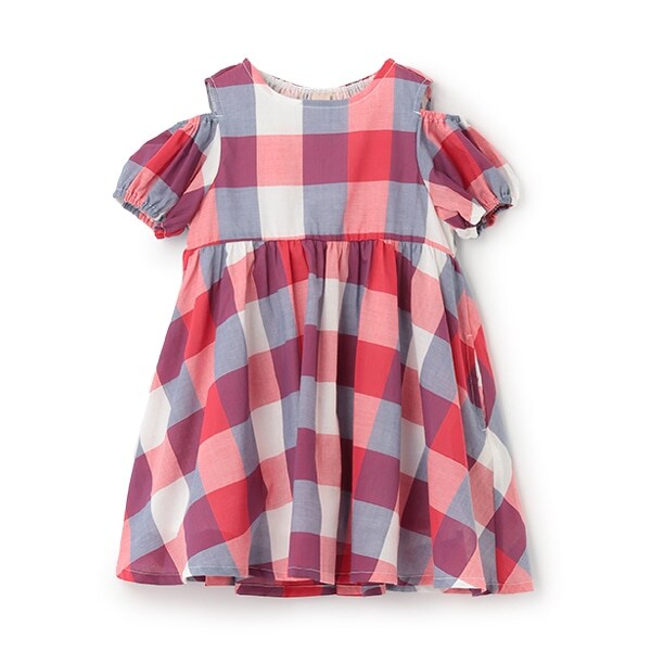 【リンク】肩あきチェックワンピース(キッズ)