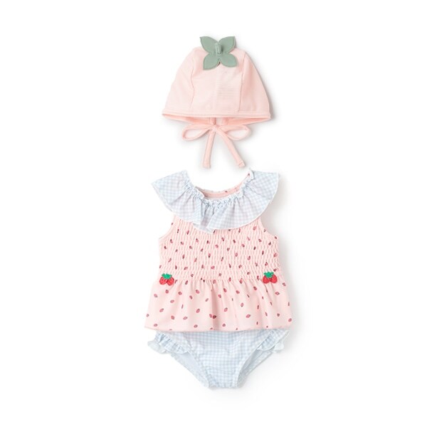 【SWIM】キャップつきフルーツ総柄ビキニ